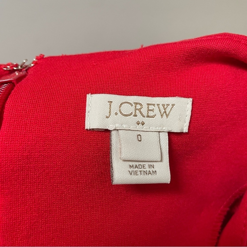 J. Crew Red Short Sleeve Flounce Ponte Fit & Flare Dress 0 - Picture 8 of 9